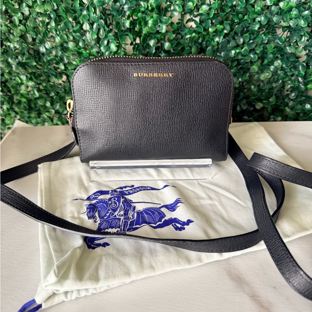 Burberry Black Leather Mini Crossbody Bag with COA